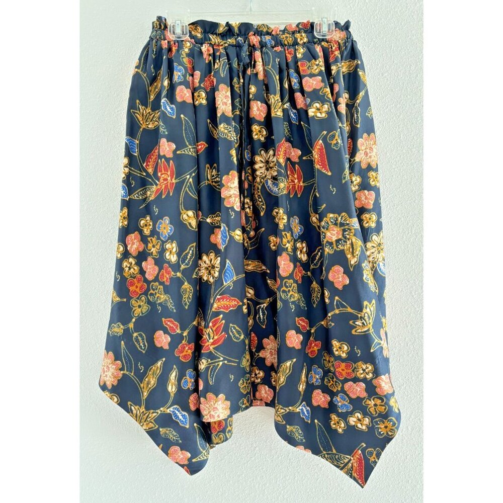 Ulla Johnson Carine Skirt Womens Size 8 Silk Handkerchief Hem Skirt Black Floral - Picture 4 of 10